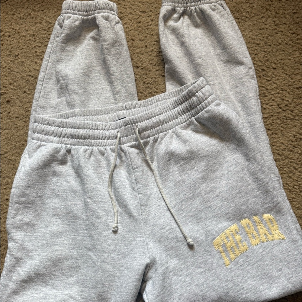 Gray Sweatpants with Yellow 'THE BAR' Accent